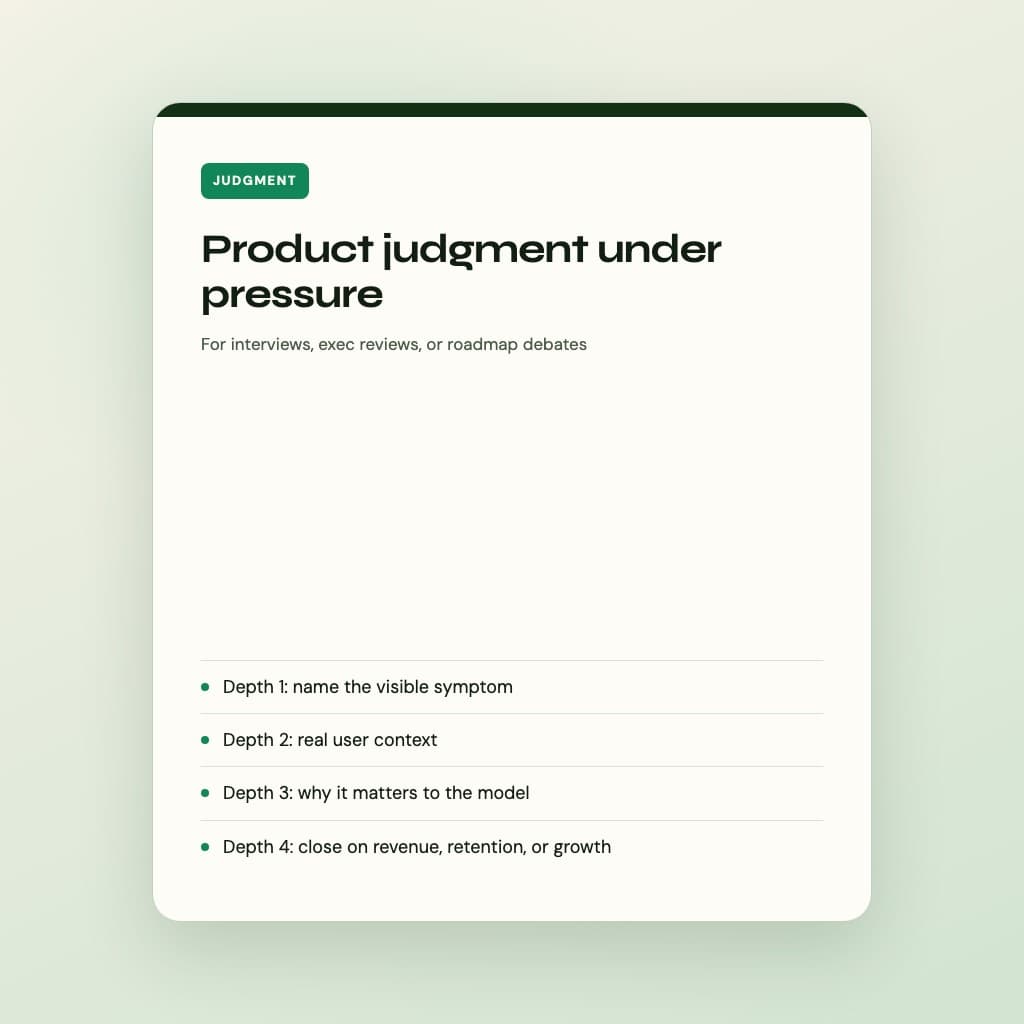 Craft card: Product judgment under pressure — four depth ladder